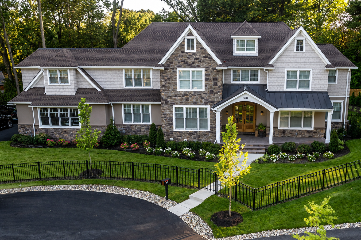 exterior front dusk aerial