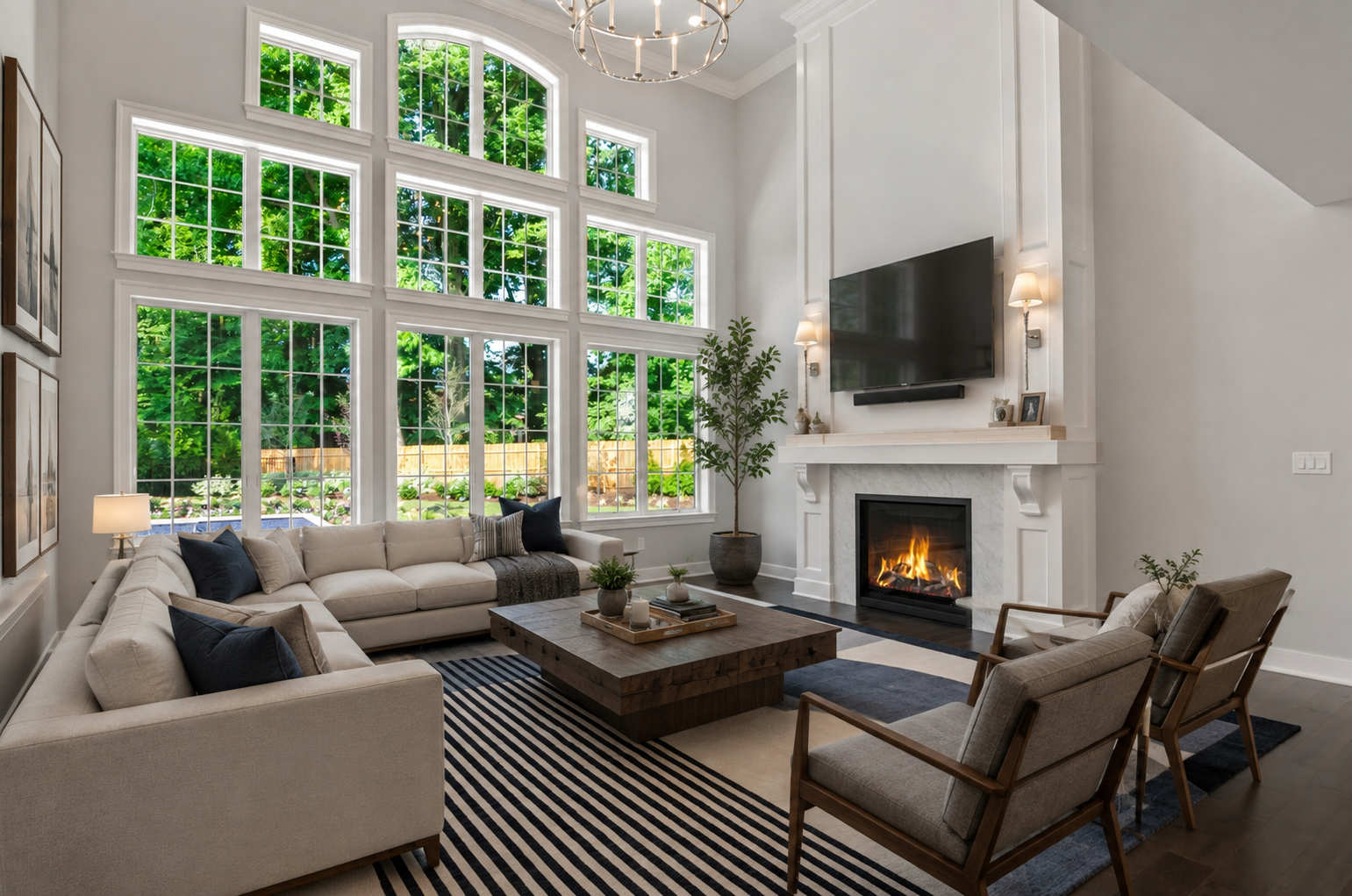interior great room fireplace